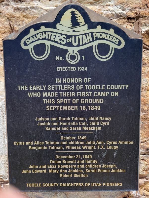 Early Settlers of Tooele County Marker. Click for full size. Early Settlers of Tooele County Marker image. Click for full size.
