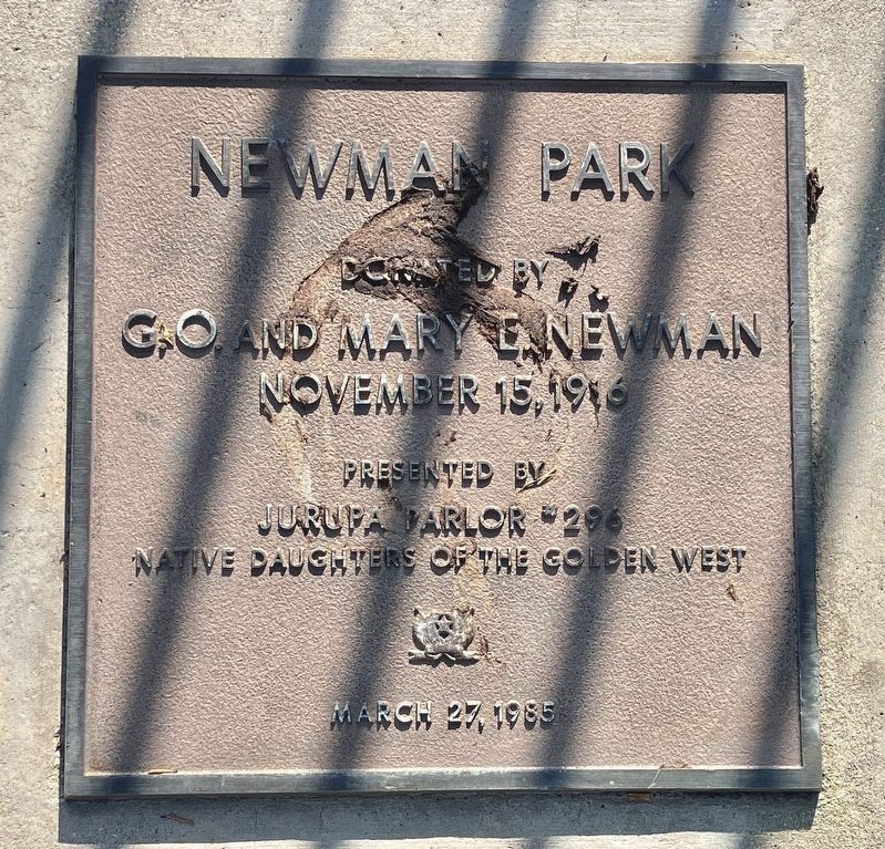 Newman Park Donation Plaque. Click for full size. Newman Park Donation Plaque image. Click for full size.