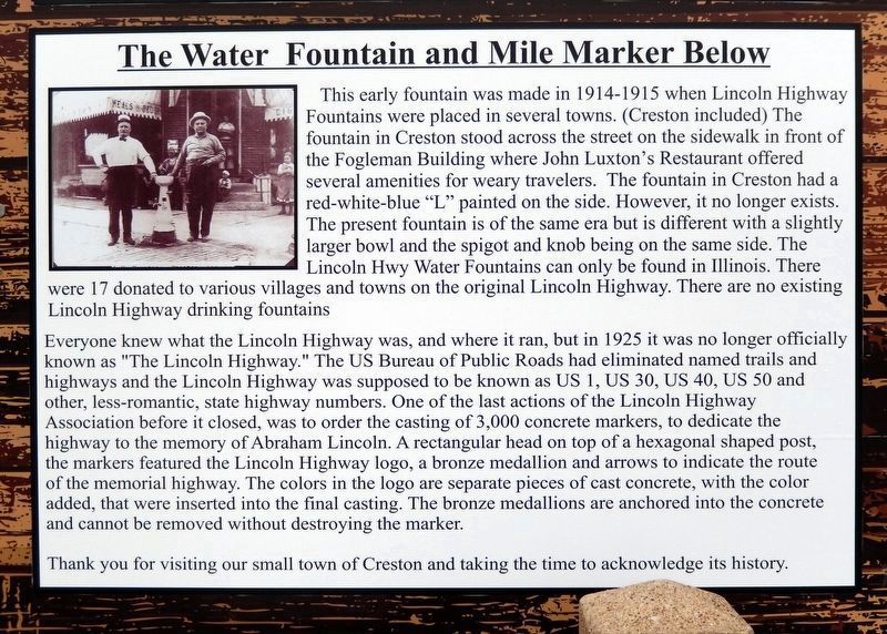 The Water Fountain and Mile Marker Below Marker image. Click for full size.