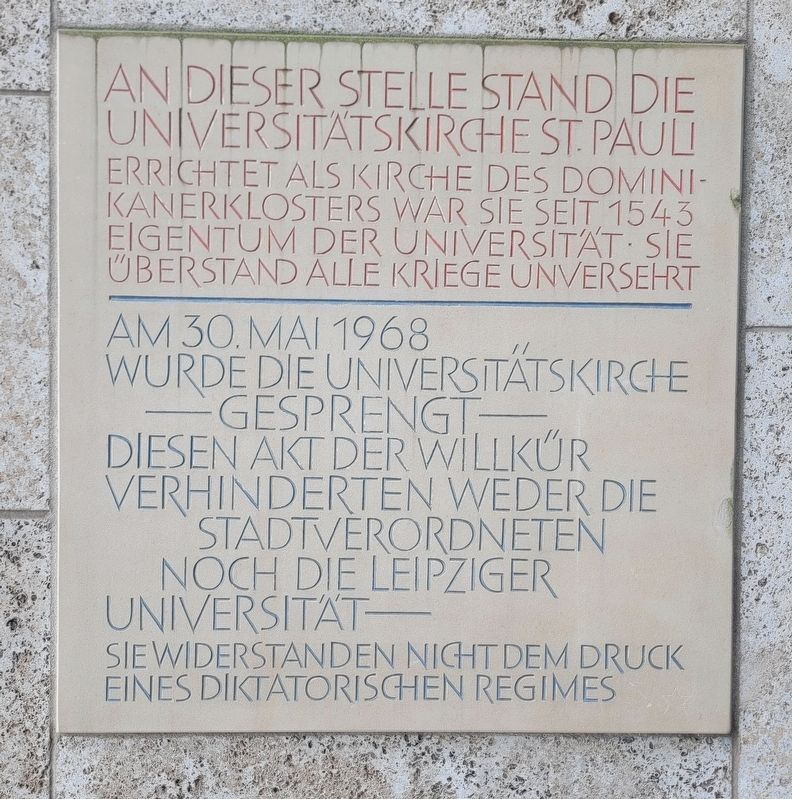 Universitätskirche St. Pauli / St. Paul's University Church Marker. Click for full size. Universitätskirche St. Pauli / St. Paul's University Church Marker image. Click for full size.