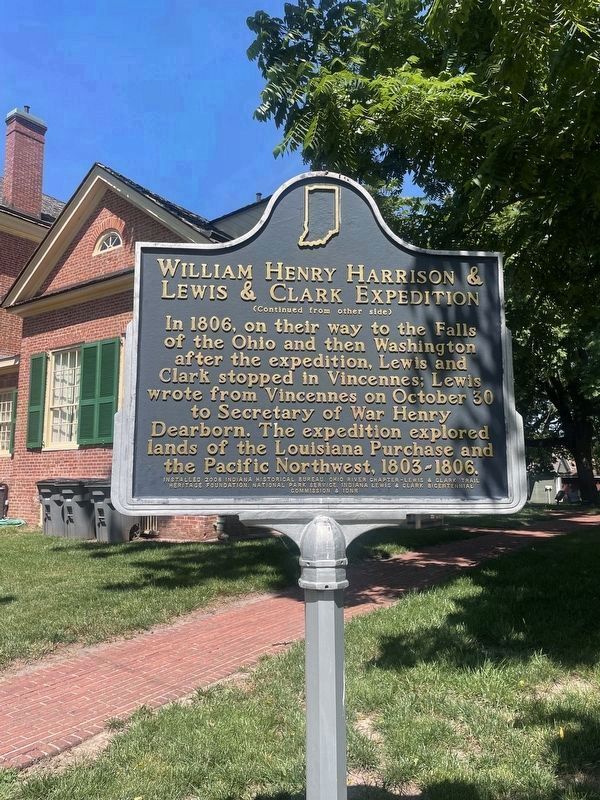First Side- William Henry Harrison & Lewis & Clark Expedition Marker. Click for full size. First Side- William Henry Harrison & Lewis & Clark Expedition Marker image. Click for full size.