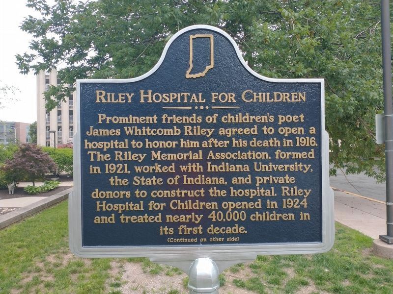 Riley Hospital for Children Marker (Side 1). Click for full size. Riley Hospital for Children Marker (Side 1) image. Click for full size.