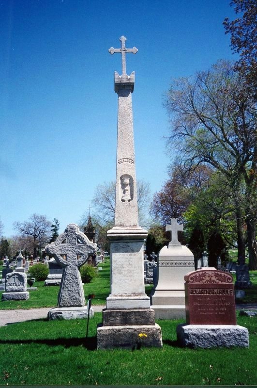 Fr. Andreas Viszoczky tombstone (center, tall one with cross at top.). Click for full size. Fr. Andreas Viszoczky tombstone (center, tall one with cross at top.) image. Click for full size.