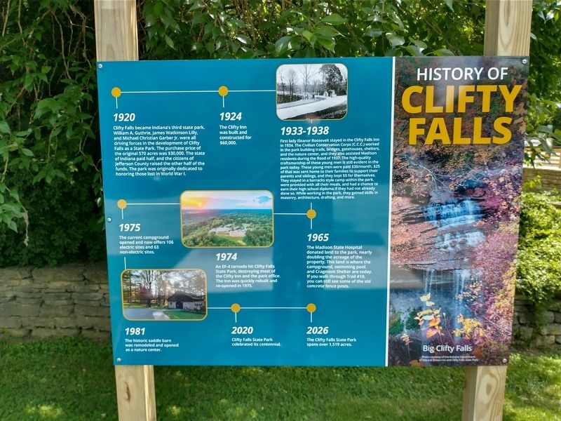 History of Clifty Falls Marker image. Click for full size.