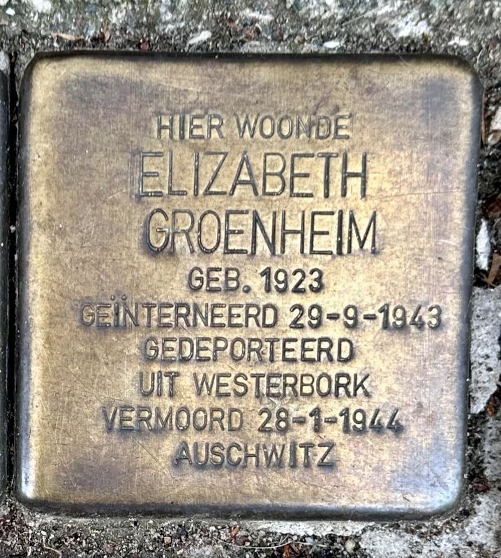 Elizabeth Groenheim stolperstein. Click for full size. Elizabeth Groenheim stolperstein image. Click for full size.