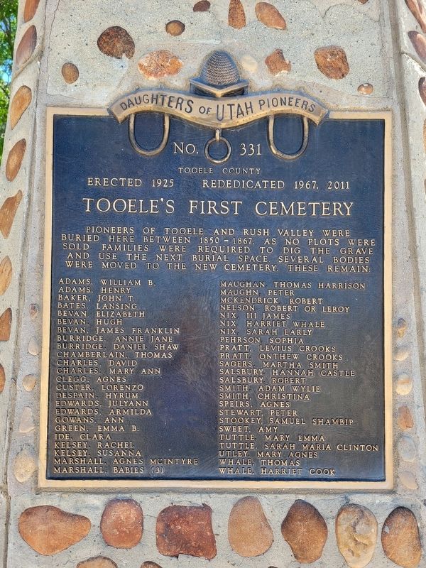 Tooele's First Cemetery Marker image. Click for full size.