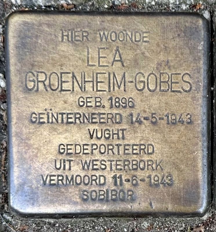 Lea Groenheim-Gobes stolperstein image. Click for full size.