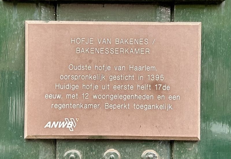 Hofje van Bakenes / Van Bakenes Almshouse Marker image. Click for full size.