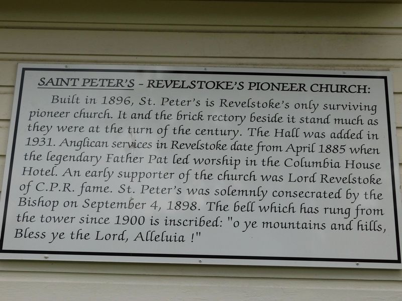 Saint Peter's -- Revelstoke's Pioneer Church Marker image. Click for full size.