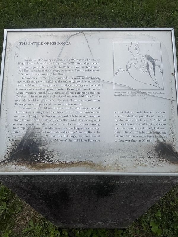 The Battle of Kekionga Marker. Click for full size. The Battle of Kekionga Marker image. Click for full size.