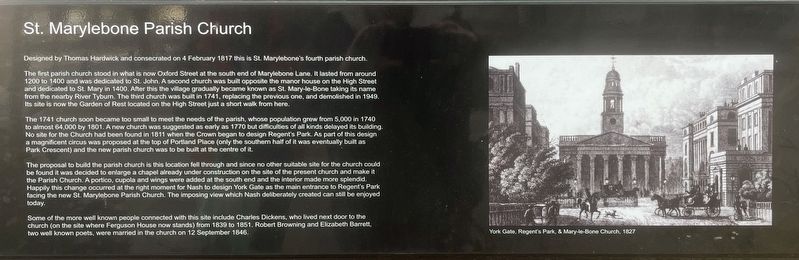 St Marylebone Parish Church Marker. Click for full size. St Marylebone Parish Church Marker image. Click for full size.
