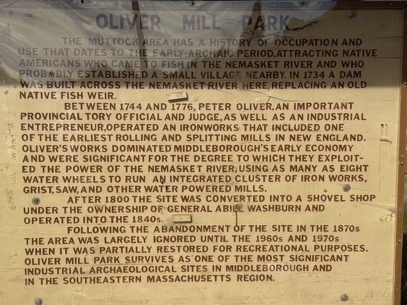 Oliver Mill Park Marker. Click for full size. Oliver Mill Park Marker image. Click for full size.