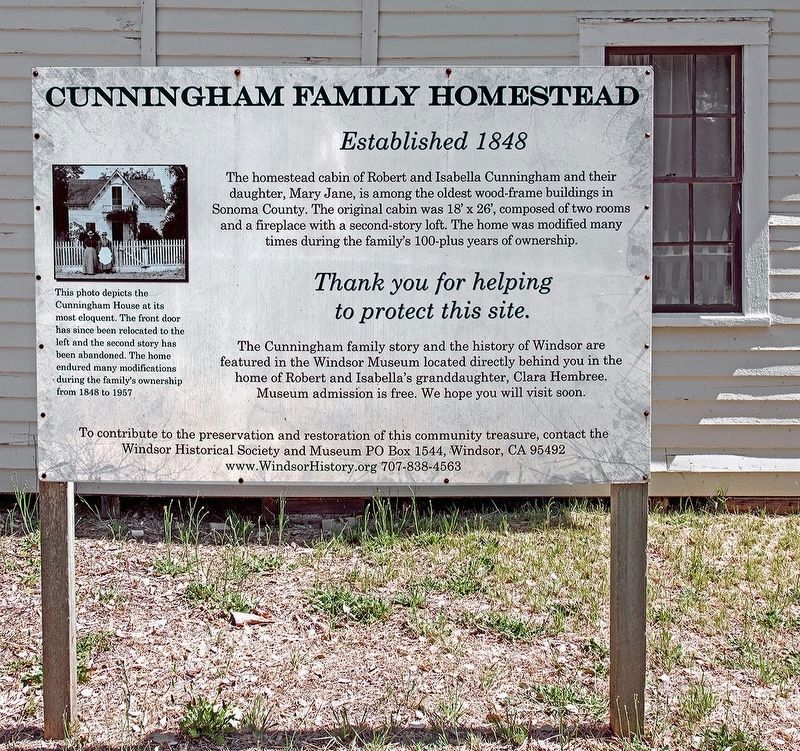 Cunningham Family Homestead Interpretive Placard. Click for full size. Cunningham Family Homestead Interpretive Placard image. Click for full size.