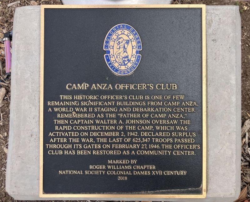 Camp Anza Officer's Club Marker image. Click for full size.