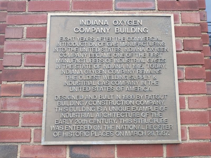 Indiana Oxygen Company Building Marker image. Click for full size.