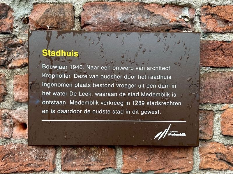 Stadhuis / Town Hall Marker image. Click for full size.