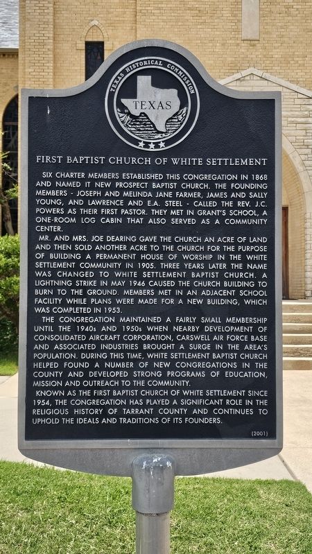 First Baptist Church of White Settlement Marker image. Click for full size.
