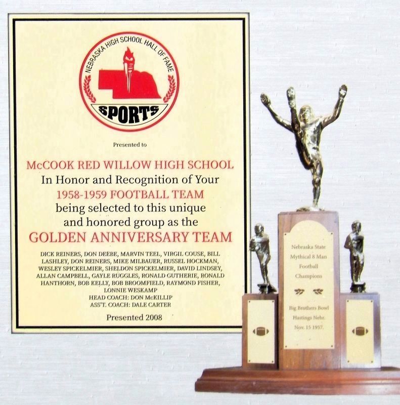 Marker detail: 1958-1959 Football Team Recognition image. Click for full size.