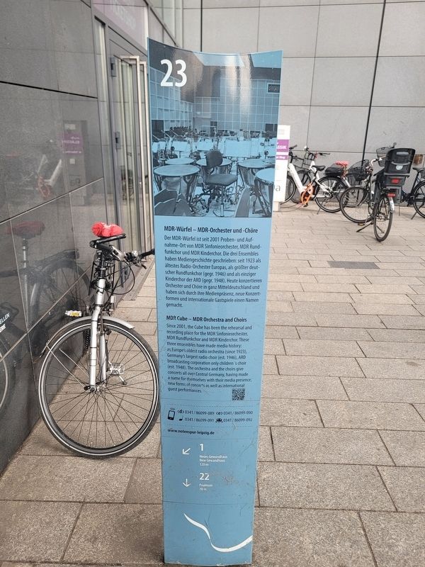 MDR-Würfel - MDR-Orchester und -Chöre / MDR Cube - MDR Orchestra and Choirs Marker. Click for full size. MDR-Würfel - MDR-Orchester und -Chöre / MDR Cube - MDR Orchestra and Choirs Marker image. Click for full size.