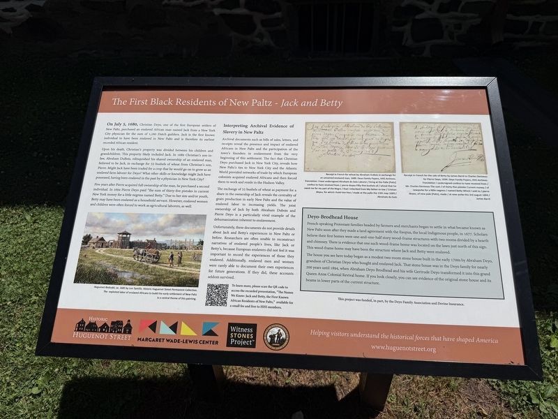 The First Black Residents of New Paltz - <i>Jack and Betty</i> Marker. Click for full size. The First Black Residents of New Paltz - <i>Jack and Betty</i> Marker image. Click for full size.