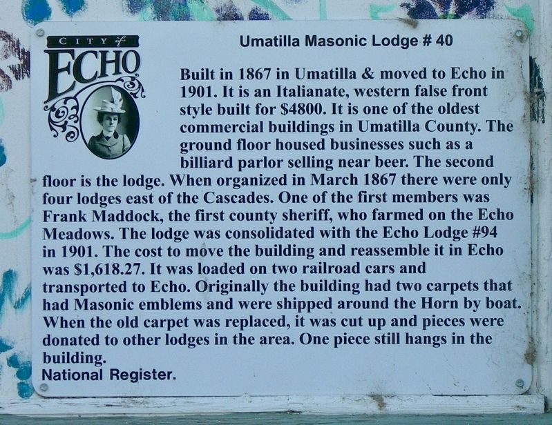 Umatilla Masonic Lodge Marker image. Click for full size.