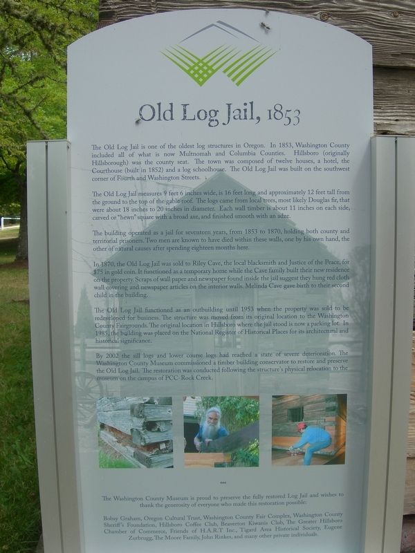 Old Log Jail, 1853 Marker. Click for full size. Old Log Jail, 1853 Marker image. Click for full size.