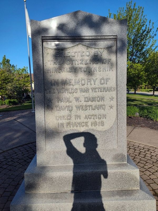 Hinkley Township Worlds War Memorial Marker. Click for full size. Hinkley Township Worlds War Memorial Marker image. Click for full size.