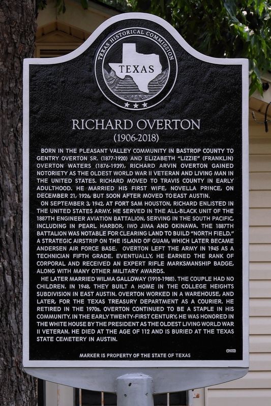 Richard Overton Marker. Click for full size. Richard Overton Marker image. Click for full size.