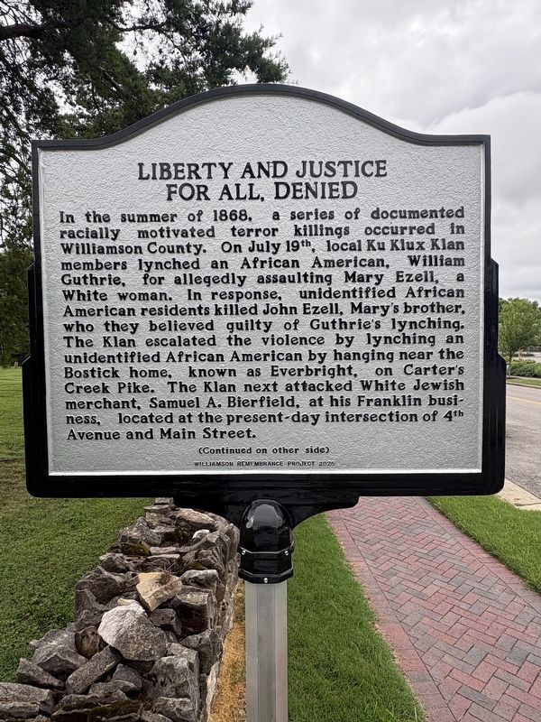 Liberty and Justice for All Denied Marker. Click for full size. Liberty and Justice for All Denied Marker image. Click for full size.