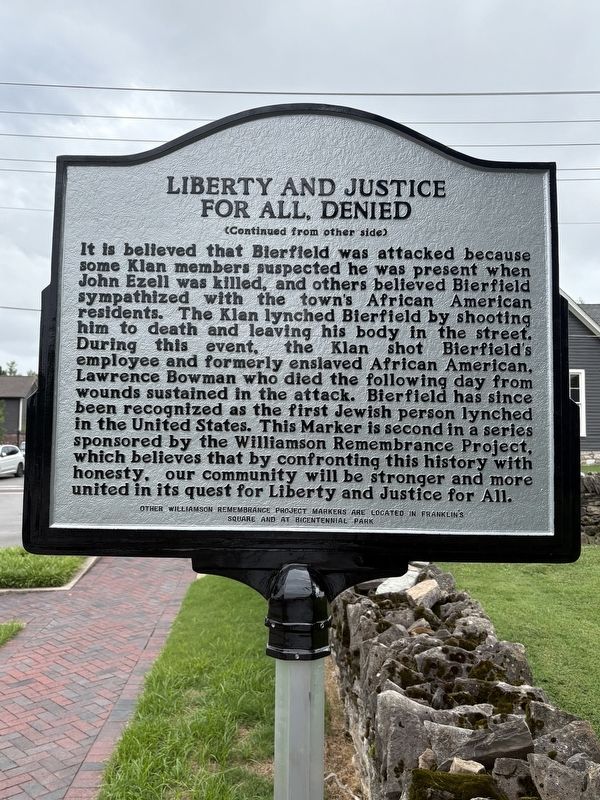 Liberty and Justice for All Denied Marker. Click for full size. Liberty and Justice for All Denied Marker image. Click for full size.