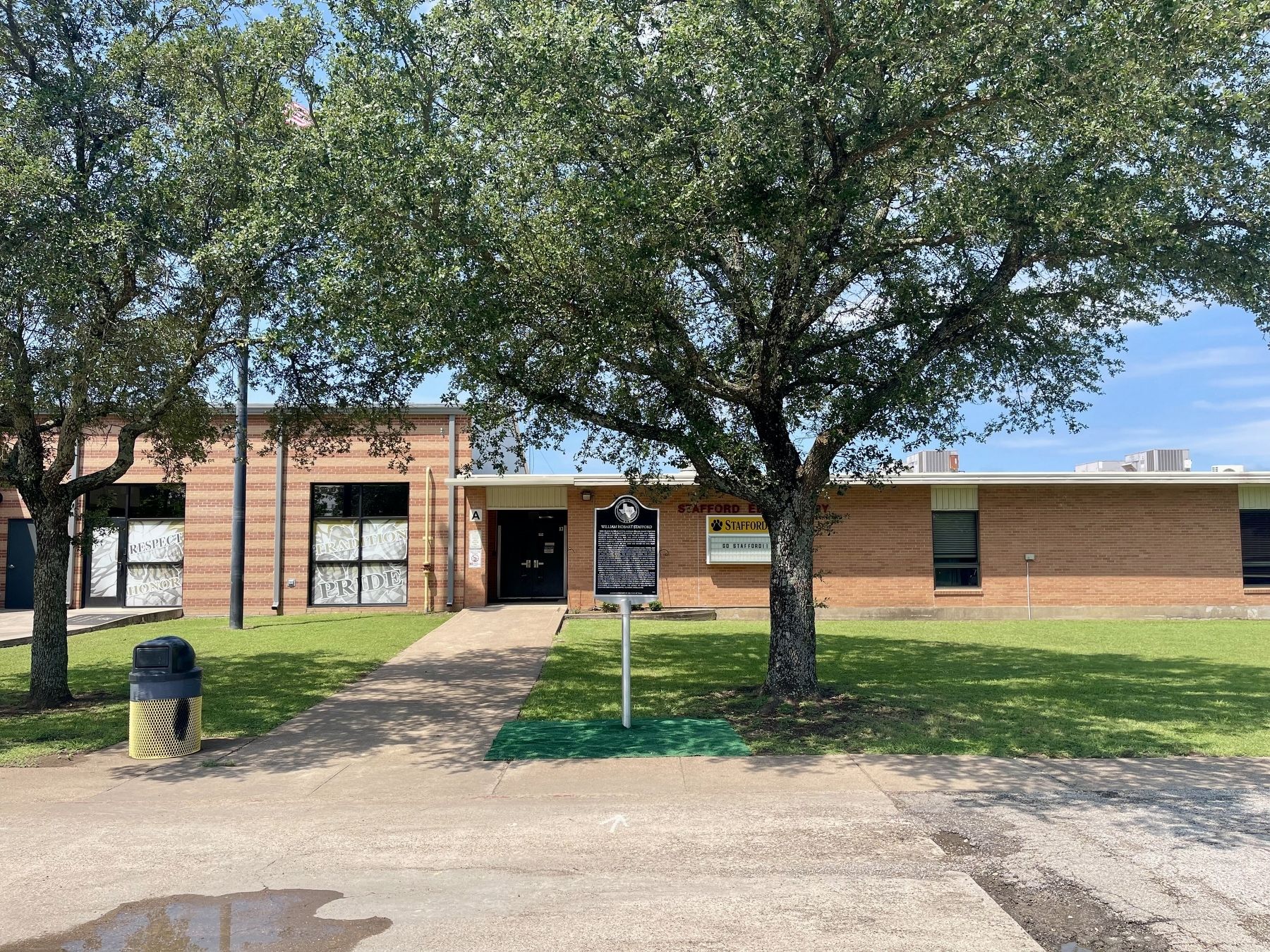 Stafford Elementary School with William Hobart Stafford Marker. Click for full size. Stafford Elementary School with William Hobart Stafford Marker image. Click for full size.