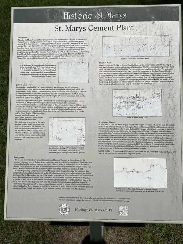 St. Marys Cement Plant Marker. Click for full size. St. Marys Cement Plant Marker image. Click for full size.