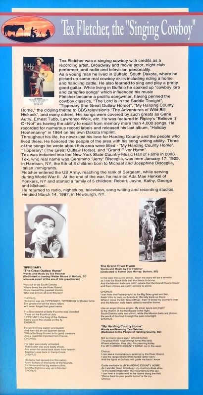 Tex Fletcher, the "Singing Cowboy" Marker. Click for full size. Tex Fletcher, the "Singing Cowboy" Marker image. Click for full size.