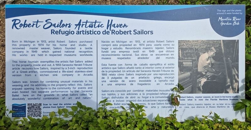 Robert Sailors Artistic Haven/Refugio artístico de Robert Sailors Marker. Click for full size. Robert Sailors Artistic Haven/Refugio artístico de Robert Sailors Marker image. Click for full size.