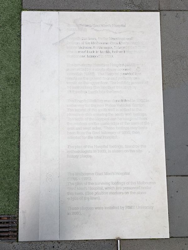 The Melbourne Gaol Men's Hospital Marker. Click for full size. The Melbourne Gaol Men's Hospital Marker image. Click for full size.