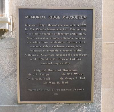 Memorial Ridge Mausoleum - Marker. Click for full size. Memorial Ridge Mausoleum - Marker image. Click for full size.