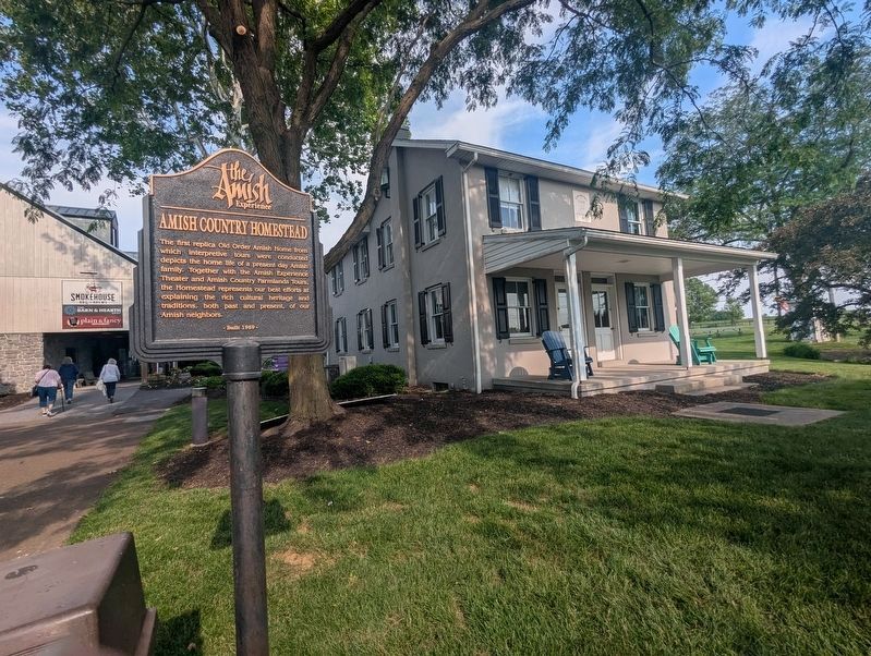 Amish Country Homestead Marker with structure in the background. Click for full size. Amish Country Homestead Marker with structure in the background image. Click for full size.