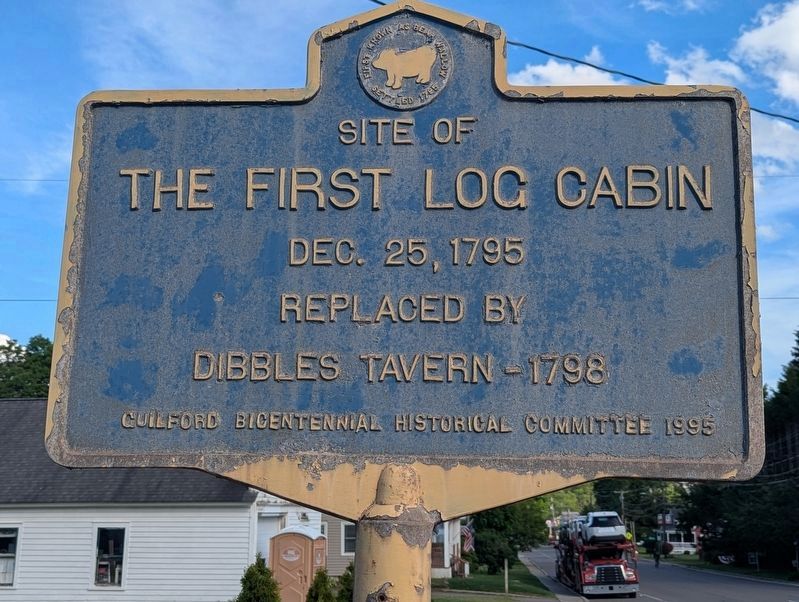 Site of the First Log Cabin Marker as it appears June 2026. Click for full size. Site of the First Log Cabin Marker as it appears June 2026 image. Click for full size.