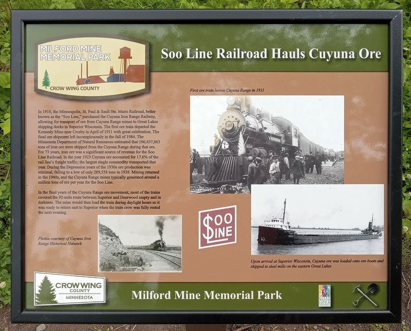 Soo Line Railroad Hauls Cuyuna Ore Marker image. Click for full size.