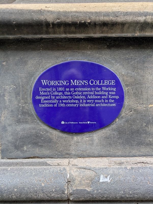 Working Men's College Marker. Click for full size. Working Men's College Marker image. Click for full size.