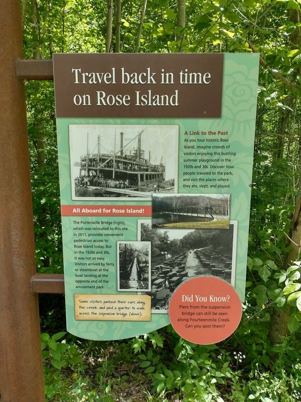 Travel back in time on Rose Island Marker image. Click for full size.