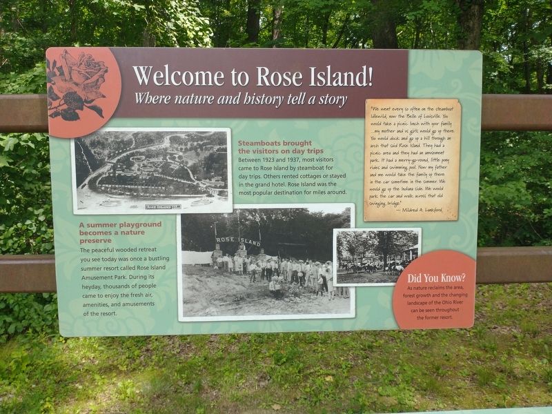 Welcome to Rose Island! Marker image. Click for full size.