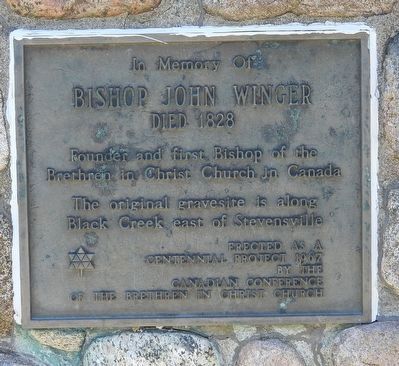 In Memory of Bishop John Winger - Lower plaque detail. Click for full size. In Memory of Bishop John Winger - Lower plaque detail image. Click for full size.