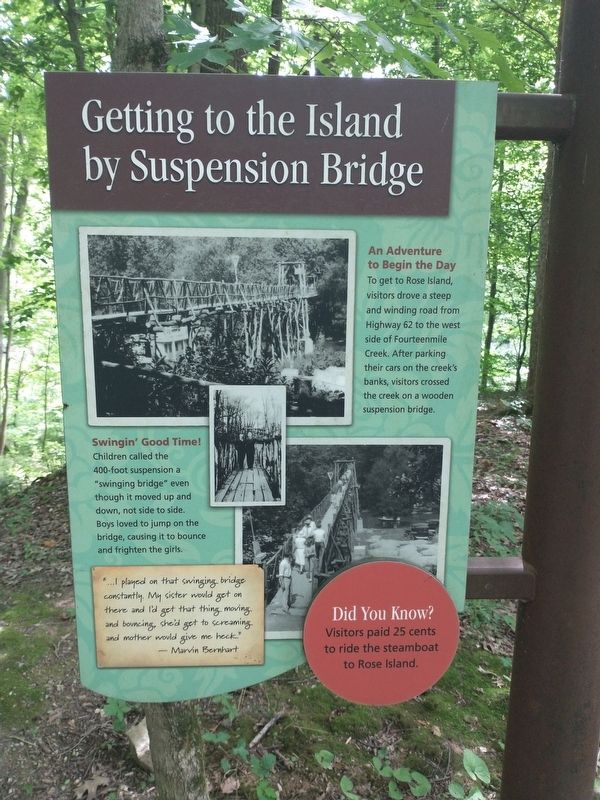 Getting to the Island by Suspension Bridge Marker. Click for full size. Getting to the Island by Suspension Bridge Marker image. Click for full size.