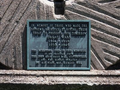 Stevensville War Memorial. Click for full size. Stevensville War Memorial image. Click for full size.