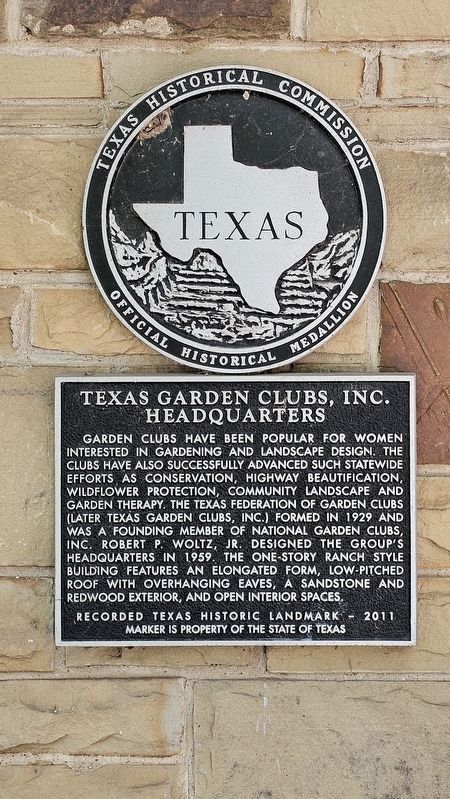 Texas Garden Clubs, Inc. Headquarters Marker image. Click for full size.