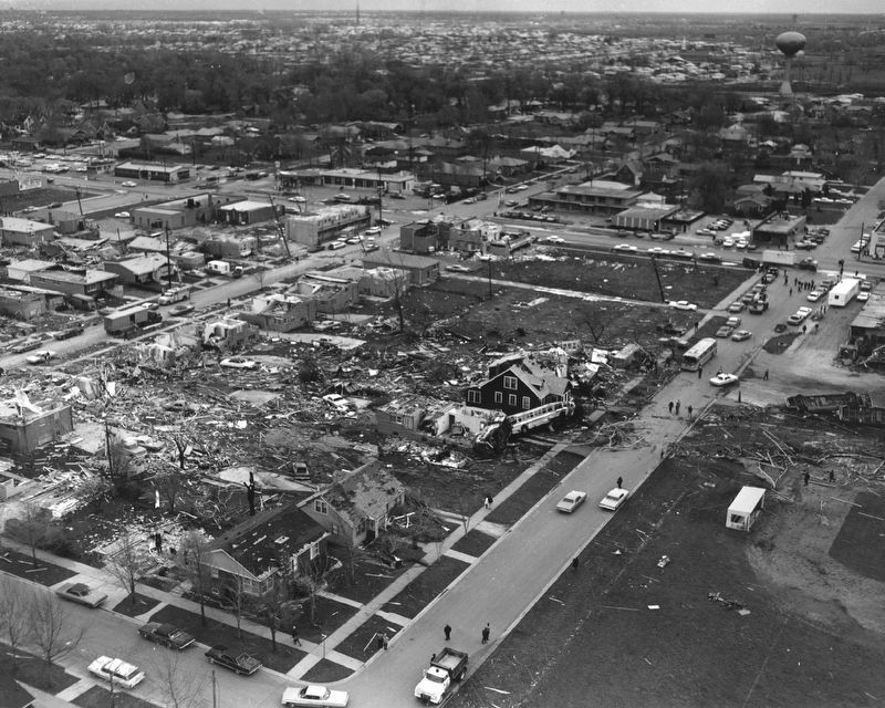 Damage in Oak Lawn from the April 1967 tornado image. Click for full size.