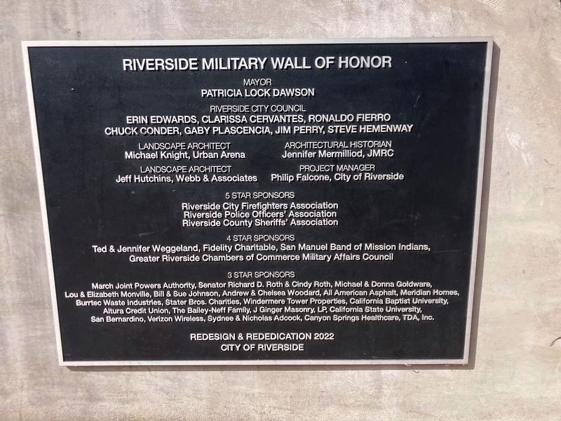 Riverside Military Wall of Honor Marker. Click for full size. Riverside Military Wall of Honor Marker image. Click for full size.