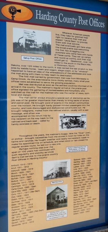 Harding County Post Offices Marker. Click for full size. Harding County Post Offices Marker image. Click for full size.