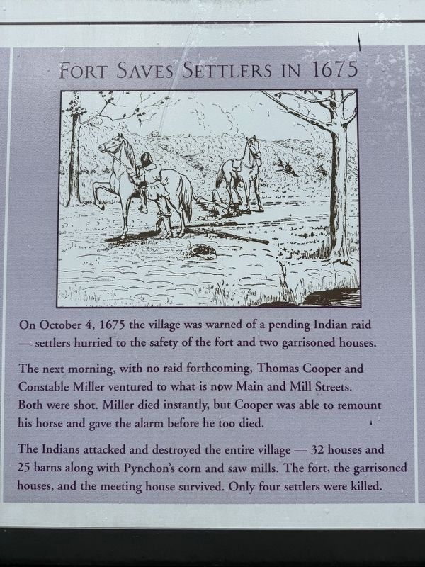 Fort Saves Settlers in 1675. Click for full size. Fort Saves Settlers in 1675 image. Click for full size.
